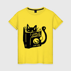 Женская футболка Кот с книгой