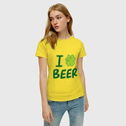 Футболка хлопковая женская Love beer, цвет: желтый — фото 2