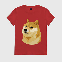 Футболка хлопковая женская Doge, цвет: красный