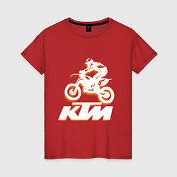 Футболка хлопковая женская KTM белый, цвет: красный
