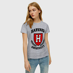 Футболка хлопковая женская Harvard University, цвет: меланж — фото 2