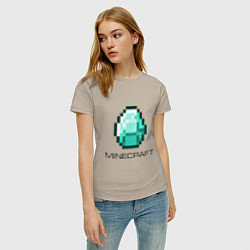 Футболка хлопковая женская Minecraft Diamond, цвет: миндальный — фото 2