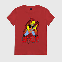 Футболка хлопковая женская AC/DC Homer, цвет: красный