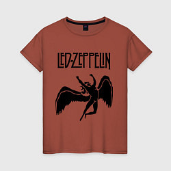 Футболка хлопковая женская Led Zeppelin Swan, цвет: кирпичный