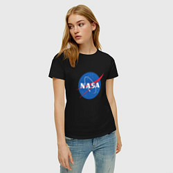 Футболка хлопковая женская NASA: Logo, цвет: черный — фото 2