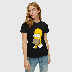 Футболка хлопковая женская Sad Homer, цвет: черный — фото 2