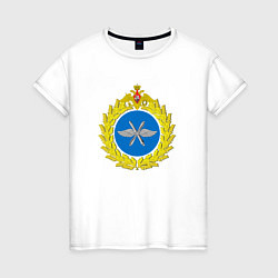 Футболка хлопковая женская Герб ВВС России, цвет: белый