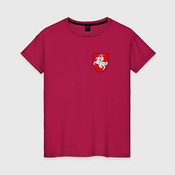 Футболка хлопковая женская Погоня: герб, цвет: маджента