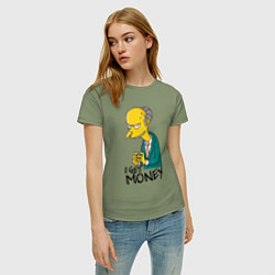 Футболка хлопковая женская Mr. Burns: I get money, цвет: авокадо — фото 2
