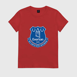 Футболка хлопковая женская Эвертон logo - nil satis nisi optimum, цвет: красный
