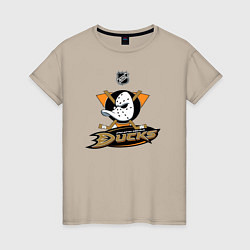 Футболка хлопковая женская NHL: Anaheim Ducks, цвет: миндальный