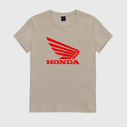 Футболка хлопковая женская Honda Red, цвет: миндальный