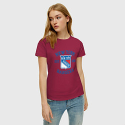 Футболка хлопковая женская New York Rengers, цвет: маджента — фото 2