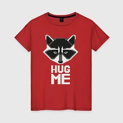 Футболка хлопковая женская Raccoon: Hug me, цвет: красный