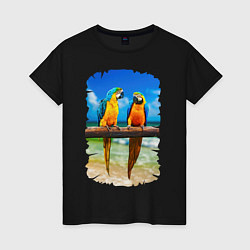 Женская футболка Попугаи у моря