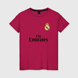 Футболка хлопковая женская Real Madrid: Fly Emirates, цвет: маджента