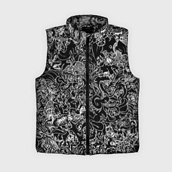 Женский жилет Монстры черно-белый паттерн, цвет: 3D-черный
