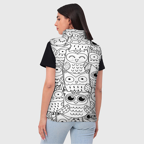 Женский жилет Совушки: узор / 3D-Черный – фото 4