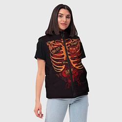 Женский жилет Человеческий скелет, цвет: 3D-черный — фото 2