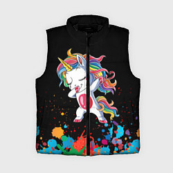 Женский жилет Малыш-единорог, цвет: 3D-черный