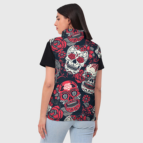 Женский жилет Мексиканские черепа / 3D-Красный – фото 4