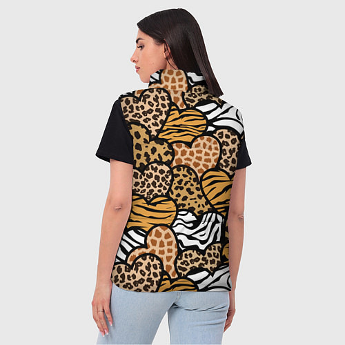 Женский жилет Сердца из шкур африканских животных / 3D-Черный – фото 4