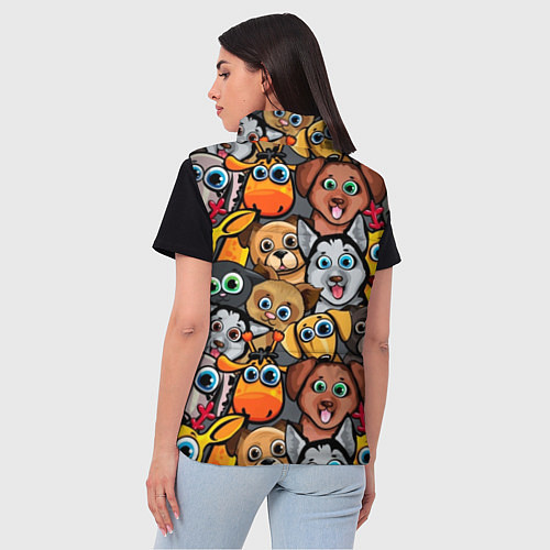 Женский жилет Веселые собаки / 3D-Красный – фото 4