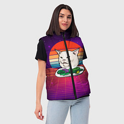 Женский жилет Woman yelling at a cat, цвет: 3D-черный — фото 2