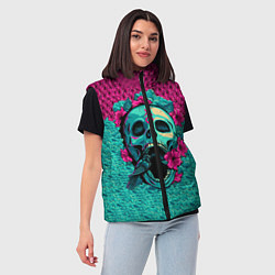 Женский жилет Неоновый череп, цвет: 3D-черный — фото 2