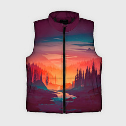 Женский жилет Minimal forest sunset, цвет: 3D-черный