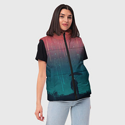 Женский жилет Космический Дождь, цвет: 3D-черный — фото 2