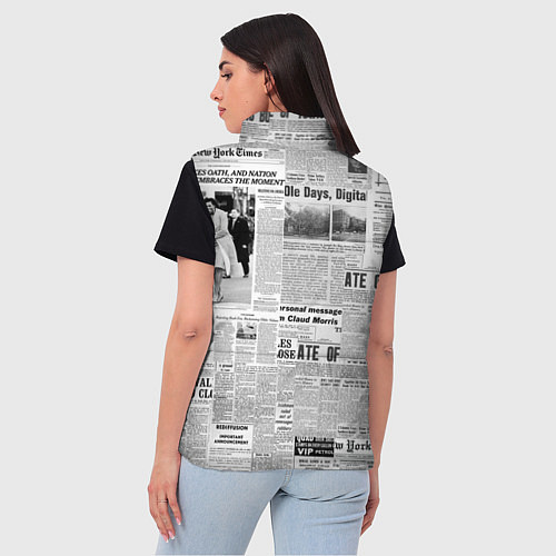 Женский жилет Газета Newspaper / 3D-Красный – фото 4