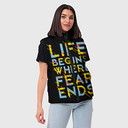 Женский жилет Life Begins Where Fear Ends, цвет: 3D-красный — фото 2