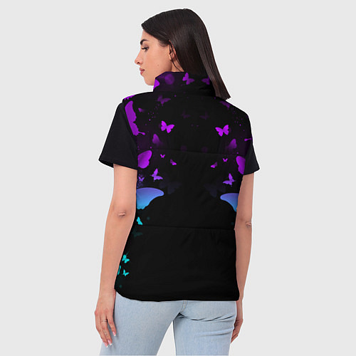 Женский жилет Бабочки в неоне / 3D-Черный – фото 4