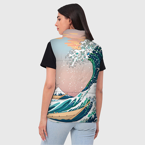 Женский жилет Большая волна в канагаве / 3D-Красный – фото 4