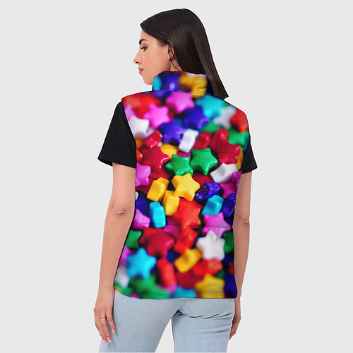 Женский жилет Разноцветные звездочки звезды / 3D-Светло-серый – фото 4