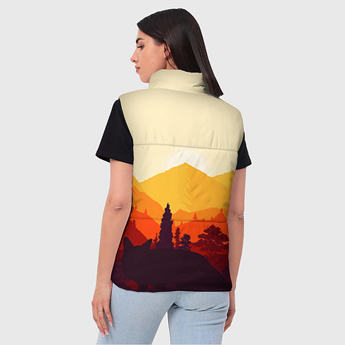 Женский жилет Горы закат пейзаж лиса арт / 3D-Светло-серый – фото 4