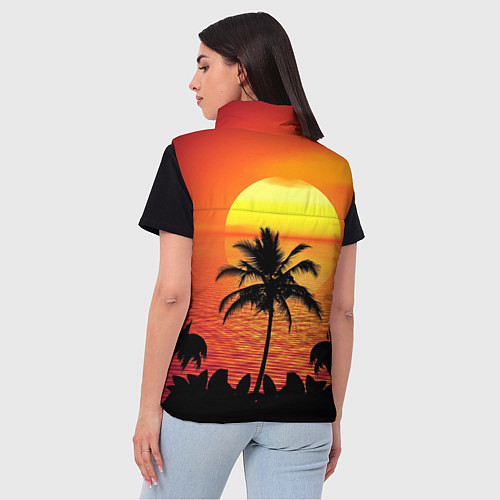 Женский жилет Пальмы на фоне моря / 3D-Черный – фото 4