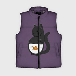 Женский жилет Довольный кот, цвет: 3D-светло-серый