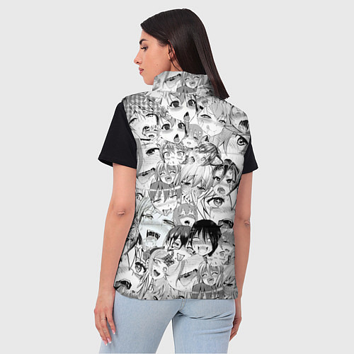 Женский жилет Ahegao monochrome / 3D-Черный – фото 4