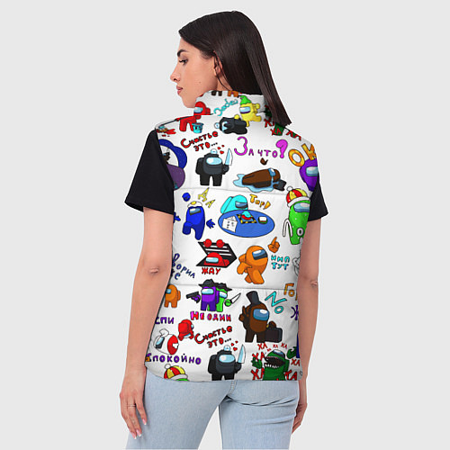 Женский жилет AMONG US STICKERBOMBING / 3D-Черный – фото 4