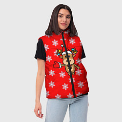 Женский жилет Оленёнок в снежинках, цвет: 3D-черный — фото 2