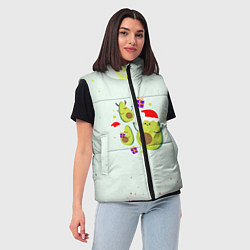 Женский жилет Новогодние Авокадо, цвет: 3D-красный — фото 2