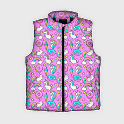 Женский жилет Единороги и пончики, цвет: 3D-черный