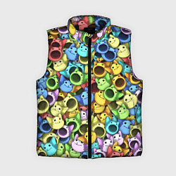 Женский жилет Цветные Поп Котики, цвет: 3D-черный
