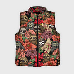 Женский жилет Ленивец & Цветочки