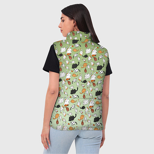 Женский жилет Много рисованных котов узор / 3D-Красный – фото 4