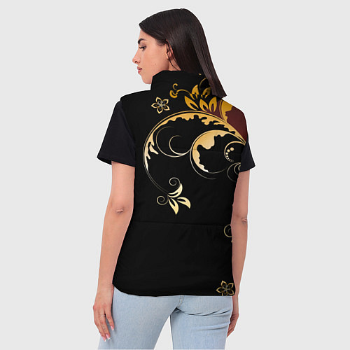 Женский жилет Узор - Хохлома / 3D-Черный – фото 4