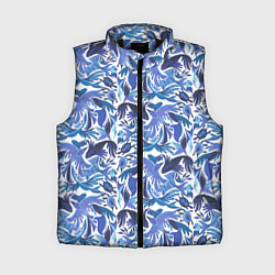 Женский жилет Рыбы-птицы Узоры, цвет: 3D-черный