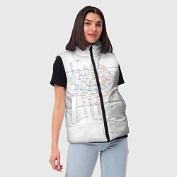 Женский жилет Схема метро, МЦК, МЦД 2021, цвет: 3D-красный — фото 2